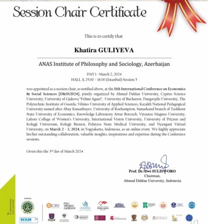 Azərbaycan alim  İndoneziyada keçirilən XI Beynəlxalq İqtisadiyyat və Sosial Elmlər Konfransında